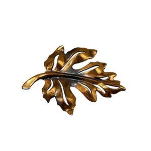 Vintage Copper Leaf Brooch Handmade 70s Jewelry Beautiful Detailed Earthy Pin